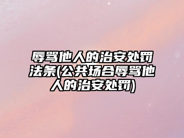 辱罵他人的治安處罰法條(公共場合辱罵他人的治安處罰)