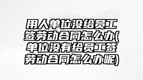 用人單位沒給員工簽勞動合同怎么辦(單位沒有給員工簽勞動合同怎么辦呢)