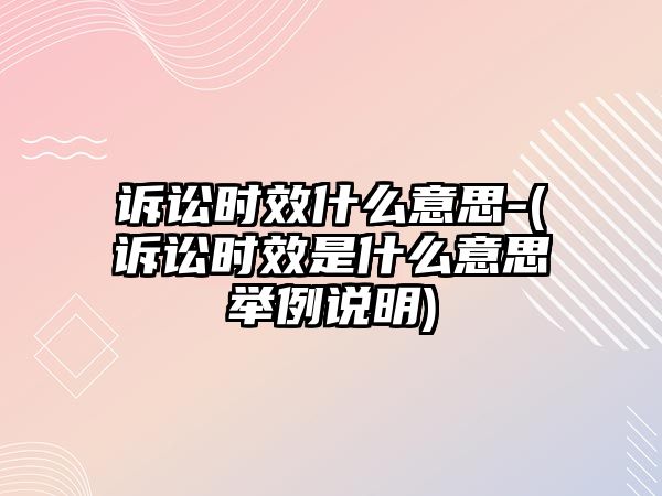 訴訟時效什么意思-(訴訟時效是什么意思舉例說明)