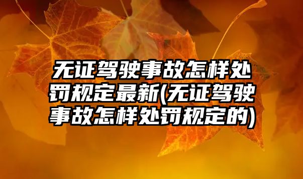 無證駕駛事故怎樣處罰規(guī)定最新(無證駕駛事故怎樣處罰規(guī)定的)