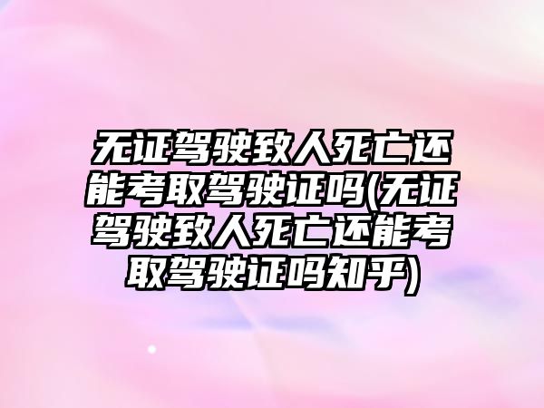 無證駕駛致人死亡還能考取駕駛證嗎(無證駕駛致人死亡還能考取駕駛證嗎知乎)