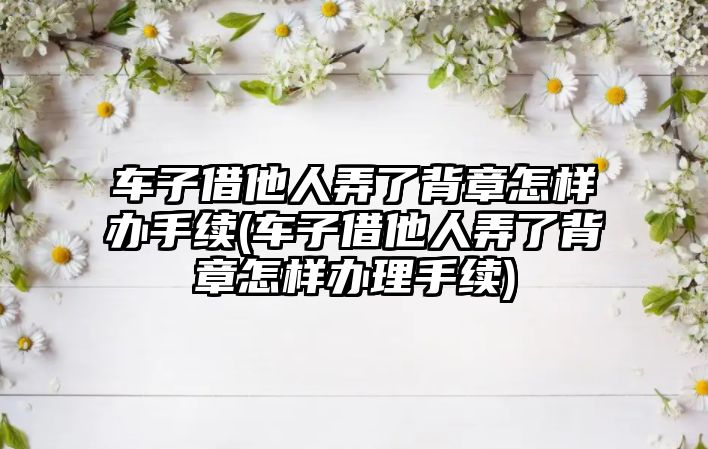 車子借他人弄了背章怎樣辦手續(xù)(車子借他人弄了背章怎樣辦理手續(xù))