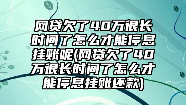 網(wǎng)貸欠了40萬很長時間了怎么才能停息掛賬呢(網(wǎng)貸欠了40萬很長時間了怎么才能停息掛賬還款)