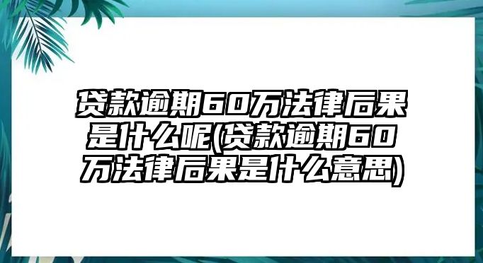 貸款逾期60萬法律后果是什么呢(貸款逾期60萬法律后果是什么意思)