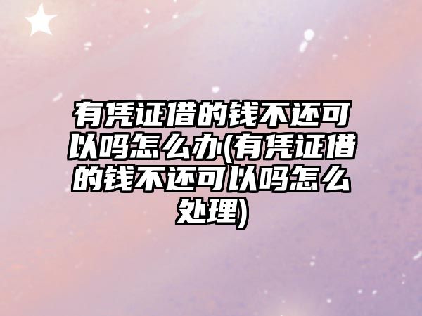 有憑證借的錢不還可以嗎怎么辦(有憑證借的錢不還可以嗎怎么處理)