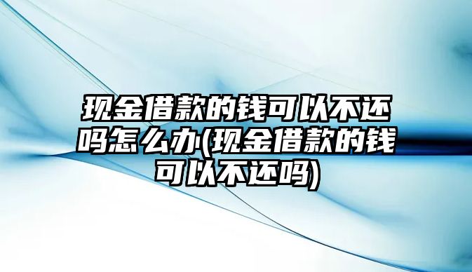 現(xiàn)金借款的錢可以不還嗎怎么辦(現(xiàn)金借款的錢可以不還嗎)