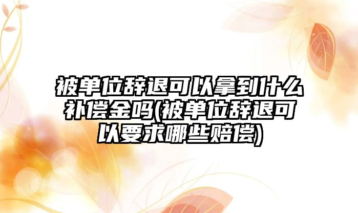 被單位辭退可以拿到什么補償金嗎(被單位辭退可以要求哪些賠償)