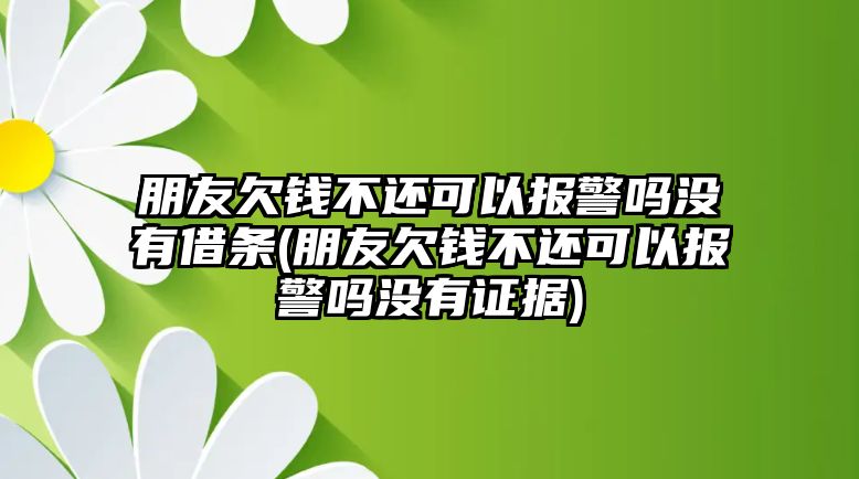 朋友欠錢不還可以報警嗎沒有借條(朋友欠錢不還可以報警嗎沒有證據(jù))