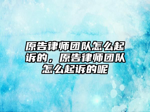 原告律師團隊怎么起訴的，原告律師團隊怎么起訴的呢