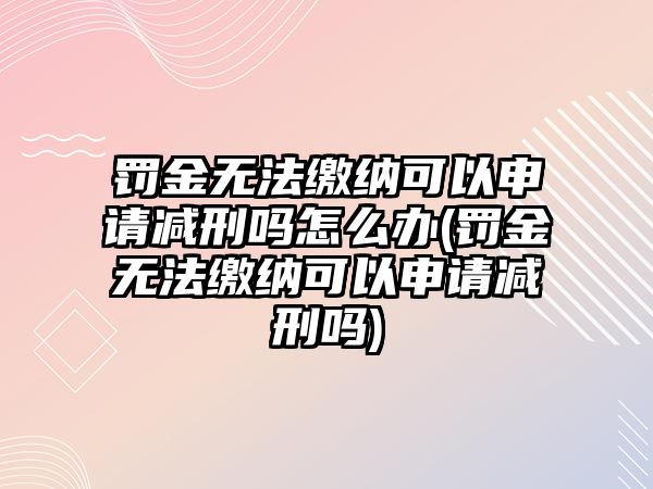 罰金無法繳納可以申請減刑嗎怎么辦(罰金無法繳納可以申請減刑嗎)