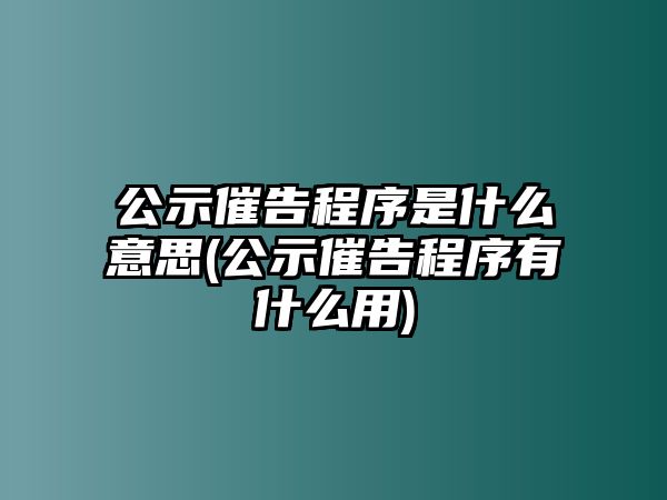 公示催告程序是什么意思(公示催告程序有什么用)