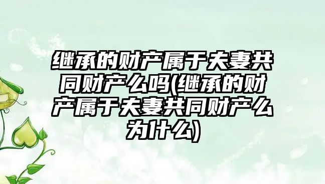 繼承的財產屬于夫妻共同財產么嗎(繼承的財產屬于夫妻共同財產么為什么)