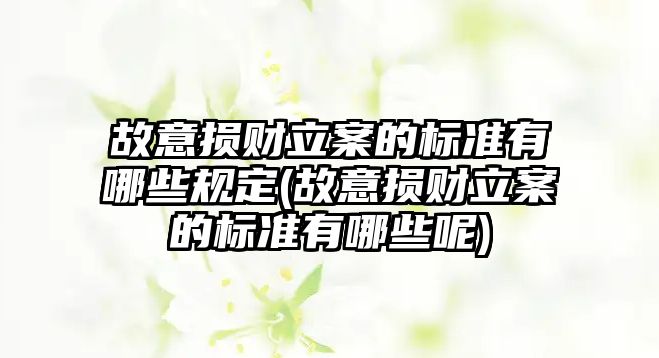 故意損財立案的標(biāo)準(zhǔn)有哪些規(guī)定(故意損財立案的標(biāo)準(zhǔn)有哪些呢)