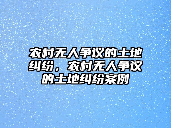 農村無人爭議的土地糾紛，農村無人爭議的土地糾紛案例