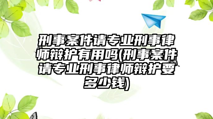 刑事案件請專業(yè)刑事律師辯護有用嗎(刑事案件請專業(yè)刑事律師辯護要多少錢)