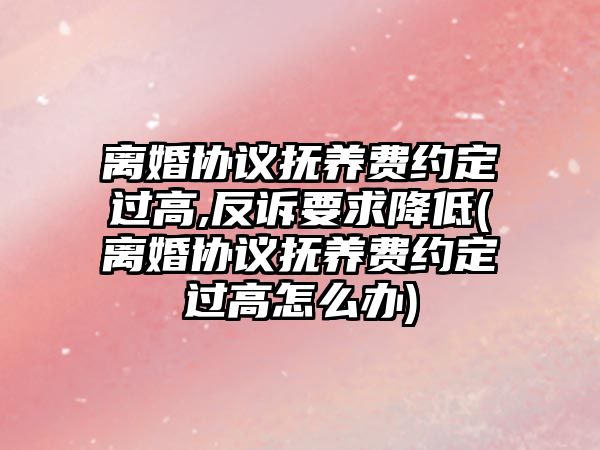 離婚協(xié)議撫養(yǎng)費(fèi)約定過(guò)高,反訴要求降低(離婚協(xié)議撫養(yǎng)費(fèi)約定過(guò)高怎么辦)