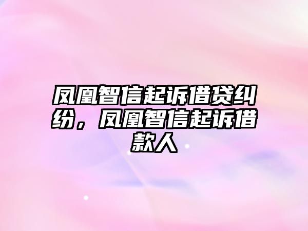 鳳凰智信起訴借貸糾紛，鳳凰智信起訴借款人