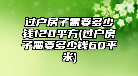 過戶房子需要多少錢120平方(過戶房子需要多少錢60平米)