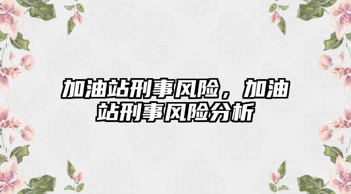 加油站刑事風險，加油站刑事風險分析