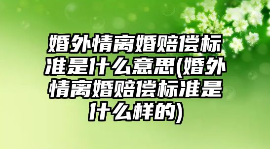 婚外情離婚賠償標準是什么意思(婚外情離婚賠償標準是什么樣的)