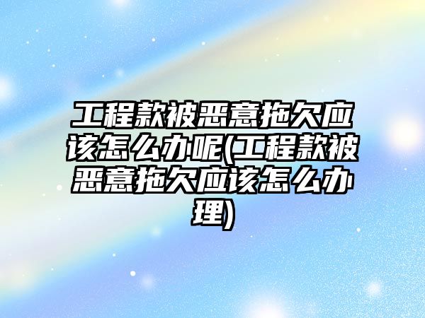 工程款被惡意拖欠應(yīng)該怎么辦呢(工程款被惡意拖欠應(yīng)該怎么辦理)