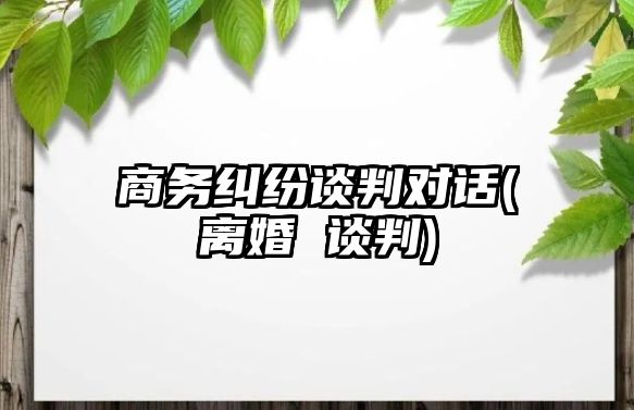 商務糾紛談判對話(離婚 談判)