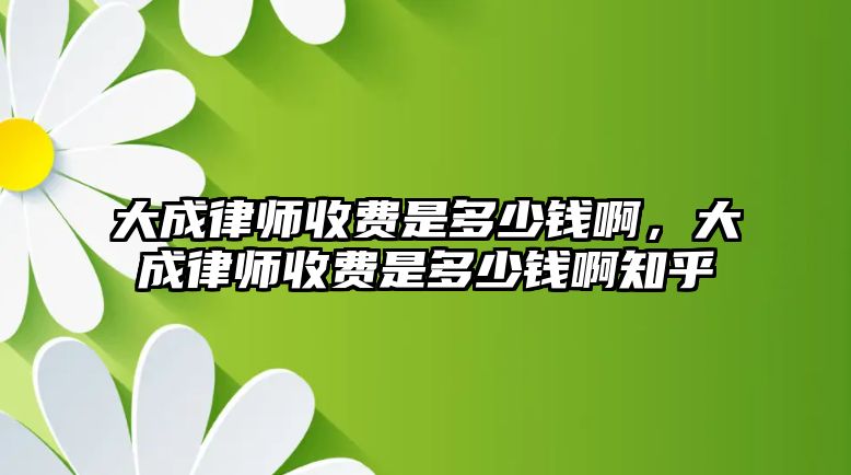 大成律師收費是多少錢啊，大成律師收費是多少錢啊知乎