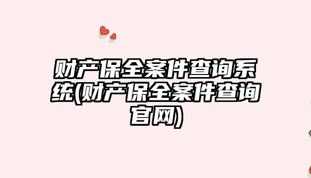 財產保全案件查詢系統(財產保全案件查詢官網)