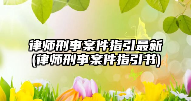 律師刑事案件指引最新(律師刑事案件指引書)