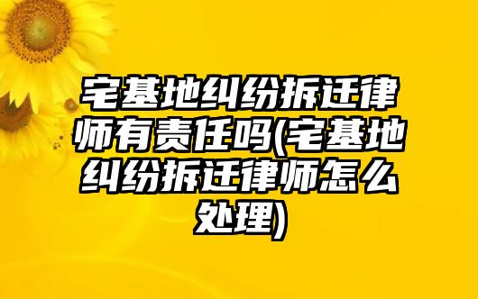 宅基地糾紛拆遷律師有責(zé)任嗎(宅基地糾紛拆遷律師怎么處理)