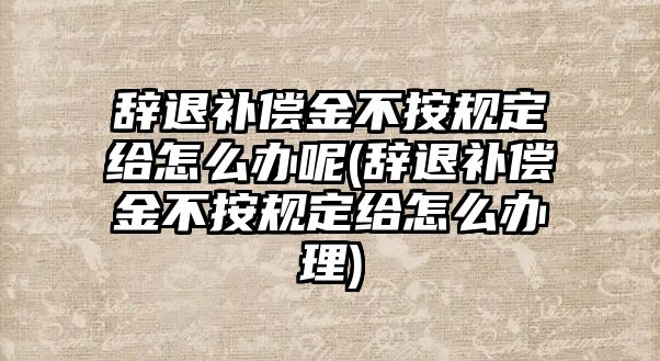 辭退補償金不按規(guī)定給怎么辦呢(辭退補償金不按規(guī)定給怎么辦理)