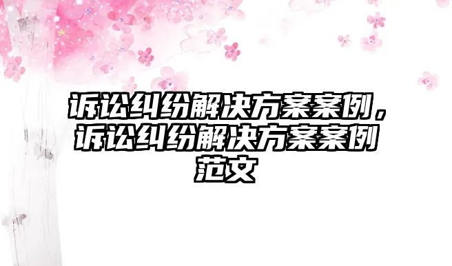 訴訟糾紛解決方案案例，訴訟糾紛解決方案案例范文