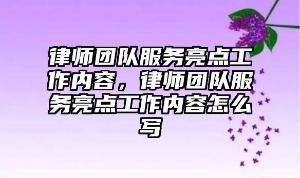 律師團(tuán)隊(duì)服務(wù)亮點(diǎn)工作內(nèi)容，律師團(tuán)隊(duì)服務(wù)亮點(diǎn)工作內(nèi)容怎么寫(xiě)