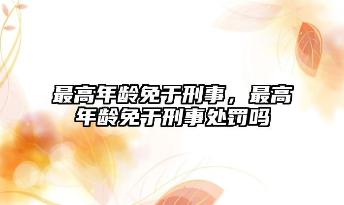 最高年齡免于刑事，最高年齡免于刑事處罰嗎