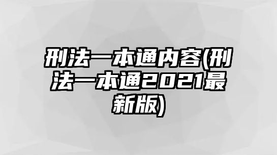 刑法一本通內容(刑法一本通2021最新版)