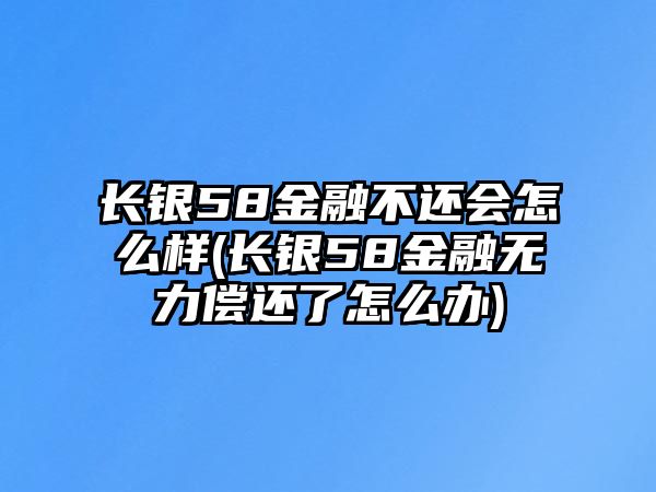 長銀58金融不還會怎么樣(長銀58金融無力償還了怎么辦)