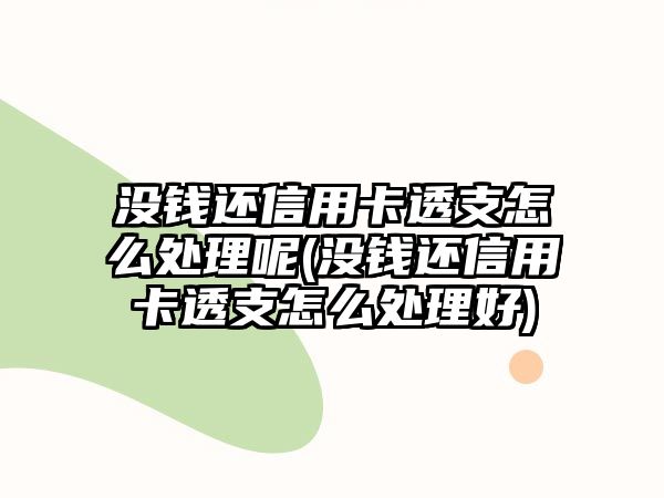 沒錢還信用卡透支怎么處理呢(沒錢還信用卡透支怎么處理好)