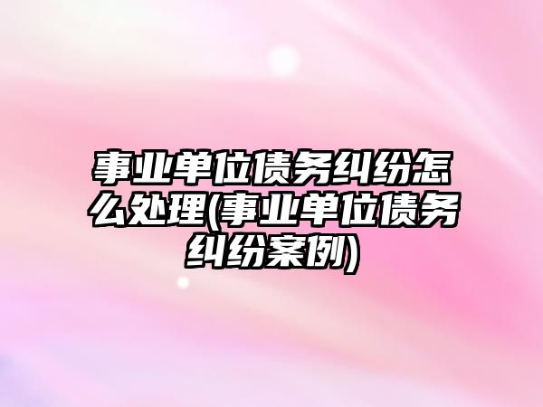 事業(yè)單位債務糾紛怎么處理(事業(yè)單位債務糾紛案例)