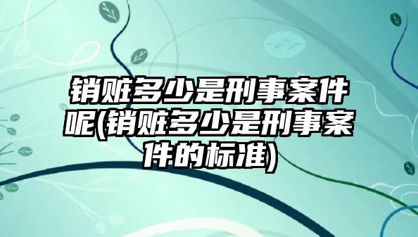 銷贓多少是刑事案件呢(銷贓多少是刑事案件的標準)