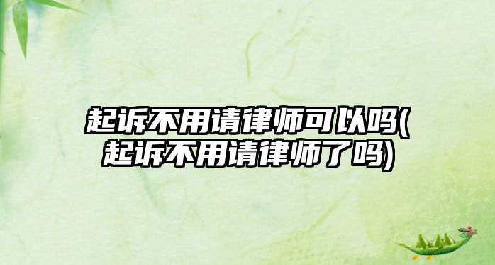 起訴不用請律師可以嗎(起訴不用請律師了嗎)