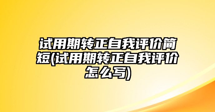 試用期轉(zhuǎn)正自我評(píng)價(jià)簡(jiǎn)短(試用期轉(zhuǎn)正自我評(píng)價(jià)怎么寫(xiě))