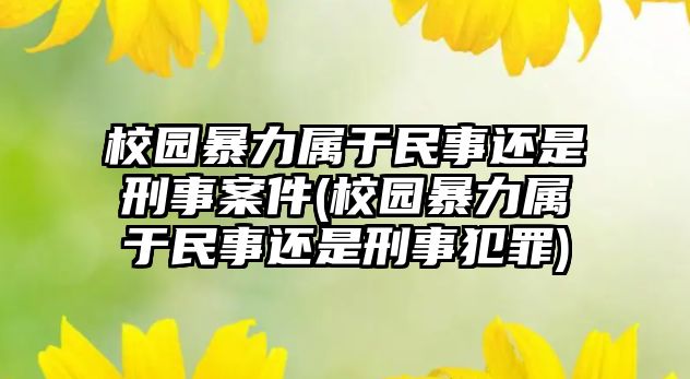 校園暴力屬于民事還是刑事案件(校園暴力屬于民事還是刑事犯罪)