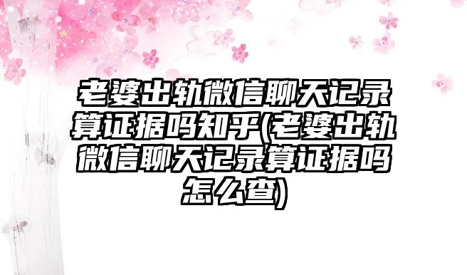 老婆出軌微信聊天記錄算證據嗎知乎(老婆出軌微信聊天記錄算證據嗎怎么查)