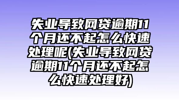 失業導致網貸逾期11個月還不起怎么快速處理呢(失業導致網貸逾期11個月還不起怎么快速處理好)