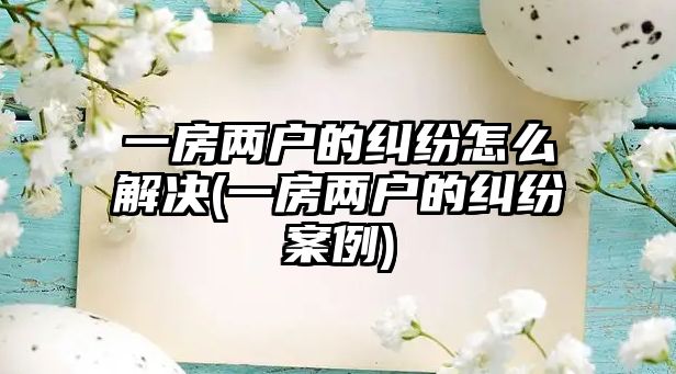 一房兩戶的糾紛怎么解決(一房兩戶的糾紛案例)