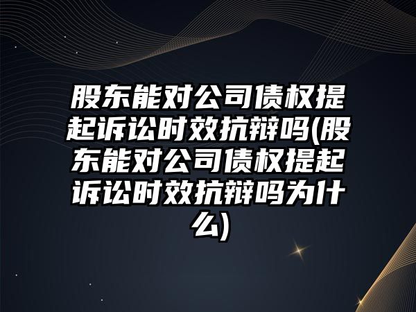 股東能對公司債權提起訴訟時效抗辯嗎(股東能對公司債權提起訴訟時效抗辯嗎為什么)