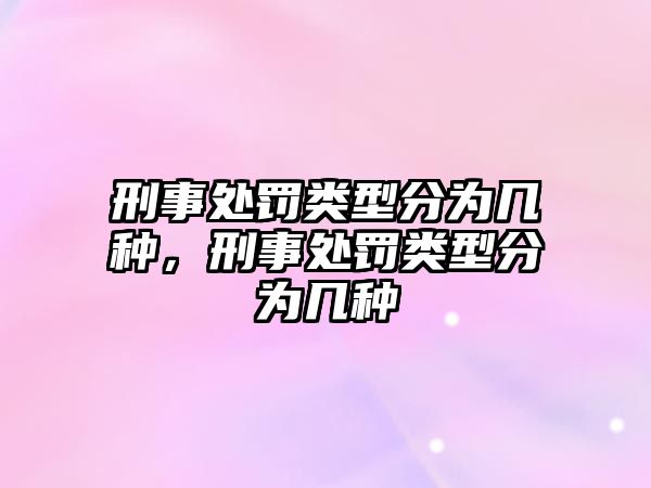 刑事處罰類型分為幾種，刑事處罰類型分為幾種