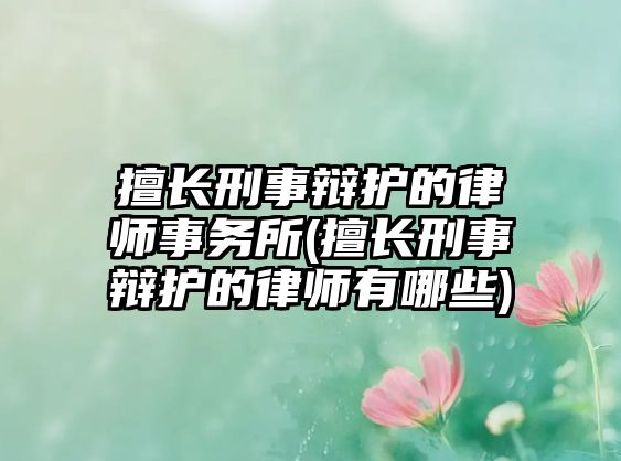 擅長刑事辯護的律師事務所(擅長刑事辯護的律師有哪些)