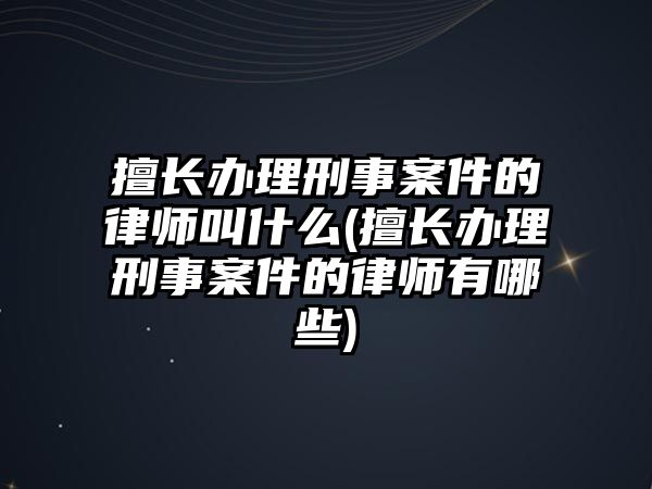 擅長辦理刑事案件的律師叫什么(擅長辦理刑事案件的律師有哪些)