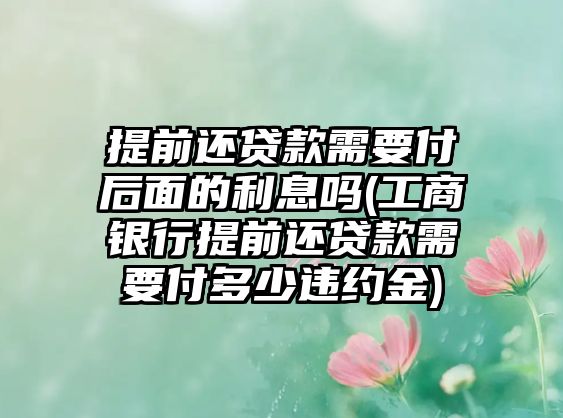 提前還貸款需要付后面的利息嗎(工商銀行提前還貸款需要付多少違約金)